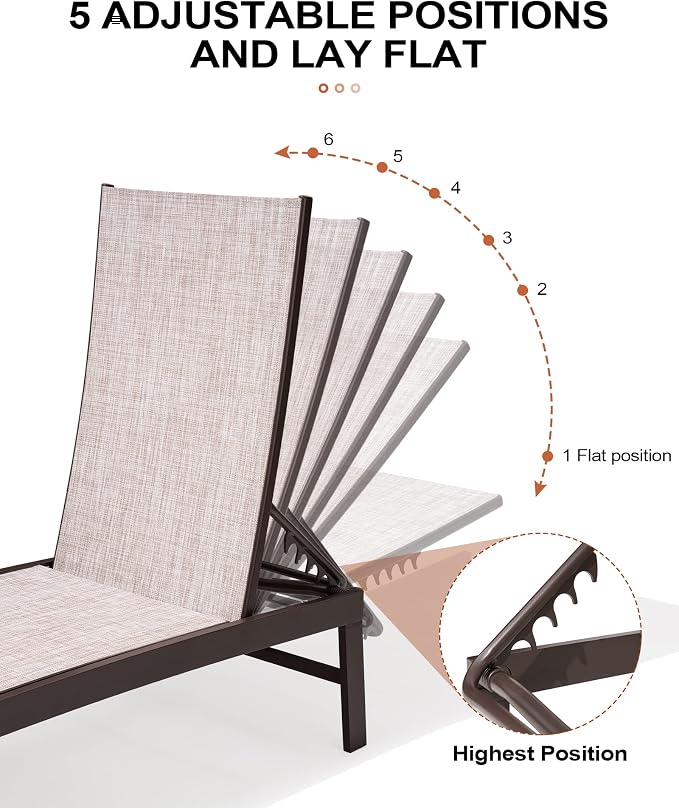 Crestlive Products Outdoor Lounge Chairs, Aluminum Pool Chaise Lounge Chairs - Image 5
