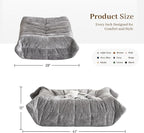 Bean Bag Ottoman, Memory Foam Lazy Bean Bag Sofa, Fireside Chair Foot Rest - Image 3