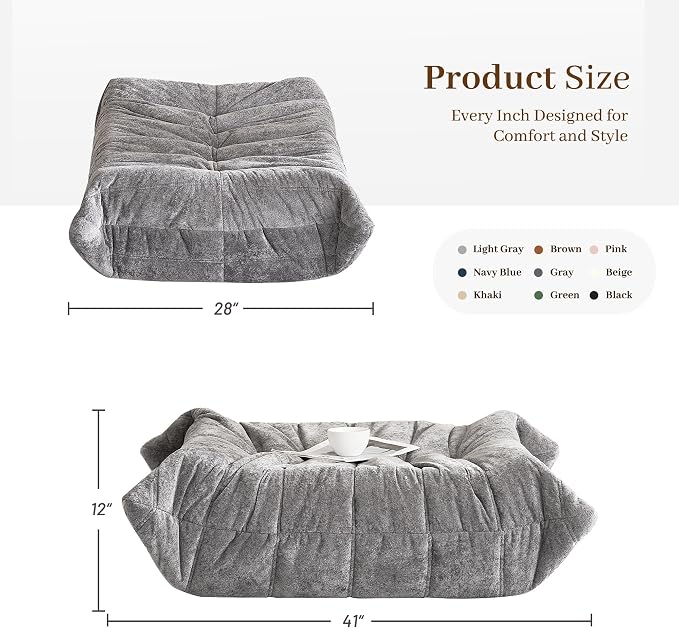 Bean Bag Ottoman, Memory Foam Lazy Bean Bag Sofa, Fireside Chair Foot Rest - Image 3