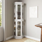 BELLEZE Lighted 3-Side Glass Display Curio Cabinet w/Tempered Glass Doors & - Image 3