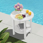 SERWALL Round Outdoor Side Table, HDPE Small Adirondack End Table, 2-Tier Patio - Image 11