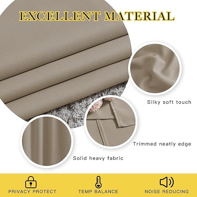 NICETOWN Taupe Blackout Curtains & Drapes - Image 3