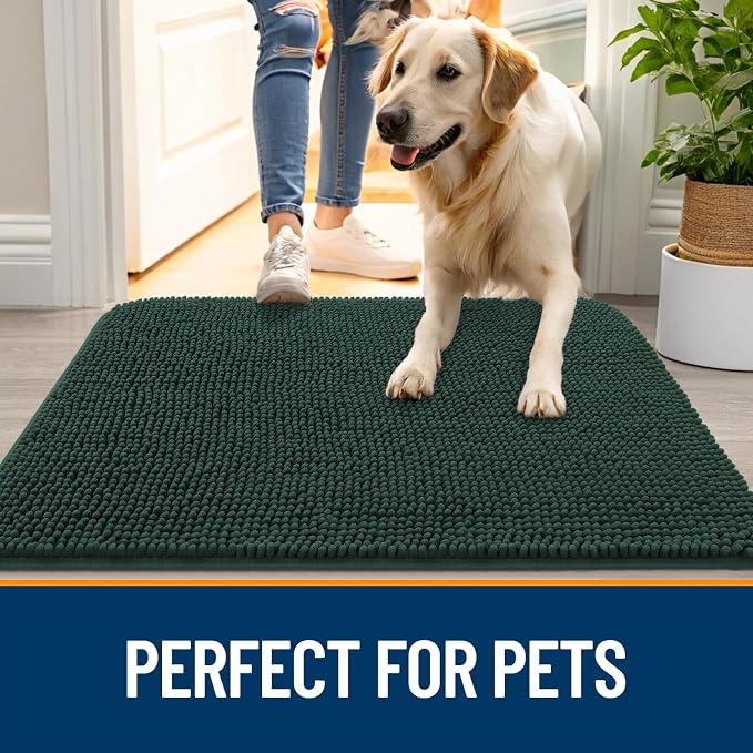 OLANLY Dog Door Mat for Muddy Paws 40x32, Super Absorbent Chenille Mud Mat | - Image 6