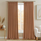 Terracotta Soft Thick Linen Curtains 120 Inches Long by PleatedDrapes