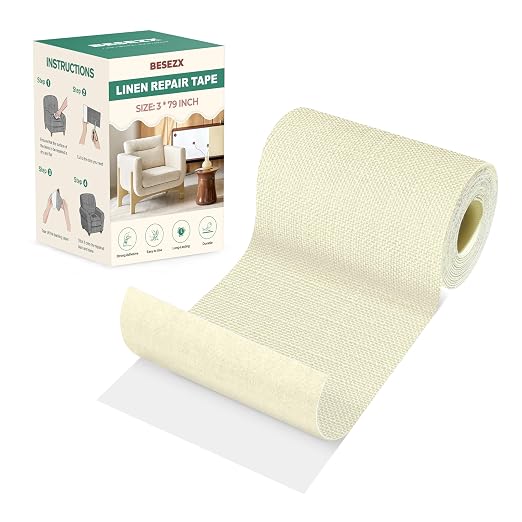 BESEZX Linen Fabric Repair Tape, 3x79 Inch Self Adhesive Repair Patches by Besezx