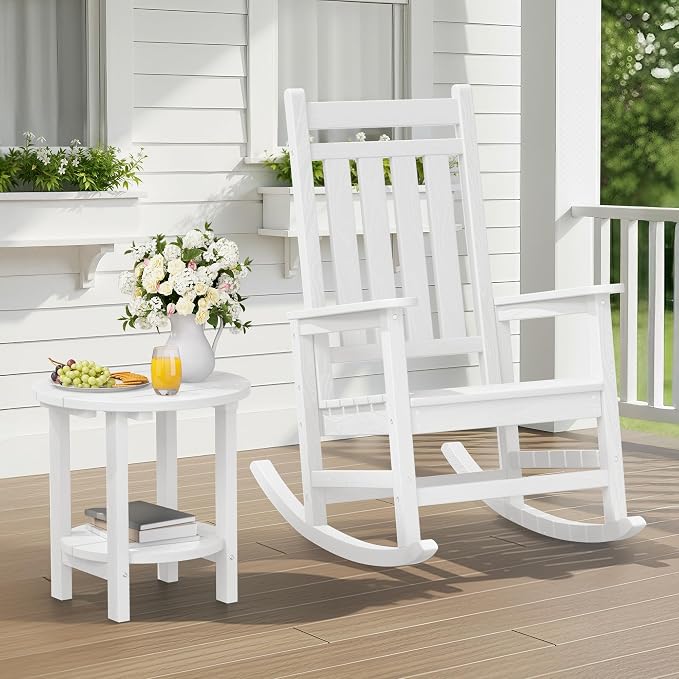 SERWALL Round Outdoor Side Table Set of 2, HDPE Small Adirondack Double End - Image 9