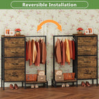 HIGDBFE Dresser with Hanging Rack, 4 Drawers Small Closet - Image 6