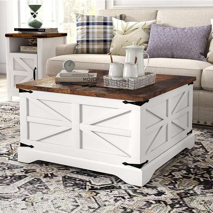 oneinmil 3-Piece Farmhouse Table Set Includes 31” Coffee Table and Side Tables - Image 4