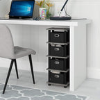 FURINNO Turn-N-Tube LACi 4-Bins System Rack, French Oak Grey/Black - Image 2