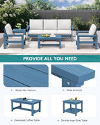 SERWALL HDPE Patio Furniture Set, 7-piece Outdoor Sectional Sofa Set, All - Image 7
