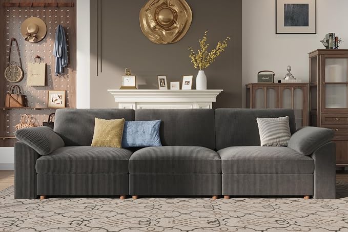 EASE MOOSE Sectional Modular Sofa, Comfty 3 Seat Cloud Couch, FSC Certified by EASEMOOSE