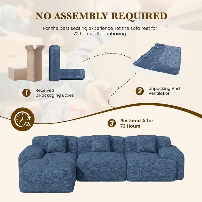 122" L Shaped Convertible Modular Couch, Cloud Couch Sectional - Image 8