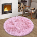 Pink Round Rug for Girls Bedroom, Fluffy Circle Rug 3 3 Feet for Kids Room by TENNOLA