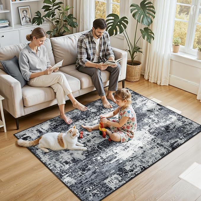 RELEANY Washable 4'x6' Abstract Area Rug - Image 3