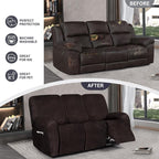 ANARACHON Leather Look Recliner Couch Cover, 8-Pieces Stretch Recliner Sofa - Image 6