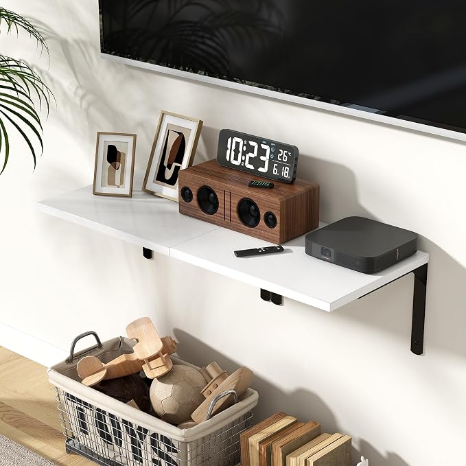 Fun Memories Floating Shelves for Wall, 12 Inch Deep Floating Shelves Set of 2 - Image 2