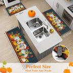 HEBE Fall Kitchen Rugs Set of 3, Washable Pumpkin Kitchen Mats - Image 2