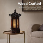Antique Alive Traditional Korean Wood Lamp | Handmade Asian Oriental Table - Image 2