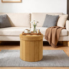 CAROLMADE Round Storage Ottoman, Velvet Folding Footrest Stool - Image 7