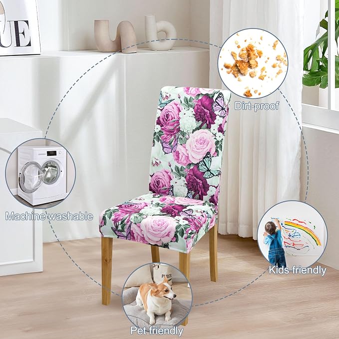 BIETYONE Stretch Dining Chair Covers Set of 2, Soft Removable Washable Kitchen - Image 6