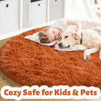 Amdrebio Burnt Orange Large Shag Round Area Rug 7Ft - Image 2