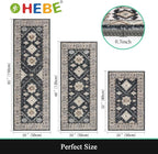 HEBE Boho Kitchen Rugs Set of 3, Non Slip Washable Kitchen Mats - Image 2