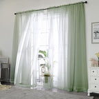 Chyhomenyc Sage Green Sheer Curtains 84 inches Long 2 Panels | Light Filtering - Image 2