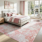 Rugflix 8x10 Area Rugs for Living Room, Washable Pink White Large Rug | Machine - Image 2