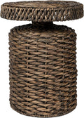 JONATHAN Y Marisol 24" Round Brown Woven Water Hyacinth Side Table by JONATHANY