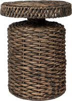 JONATHAN Y Marisol 24" Round Brown Woven Water Hyacinth Side Table by JONATHANY