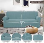 U-NICE HOME Oversized Stretch Couch Cover Slipcover, Light Blue | 3 Cushion Sofa - Image 3