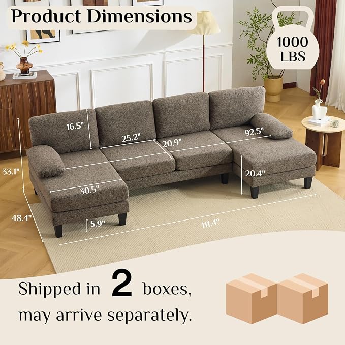 Karl home 110" U-Shape Sectional Couches - Image 2