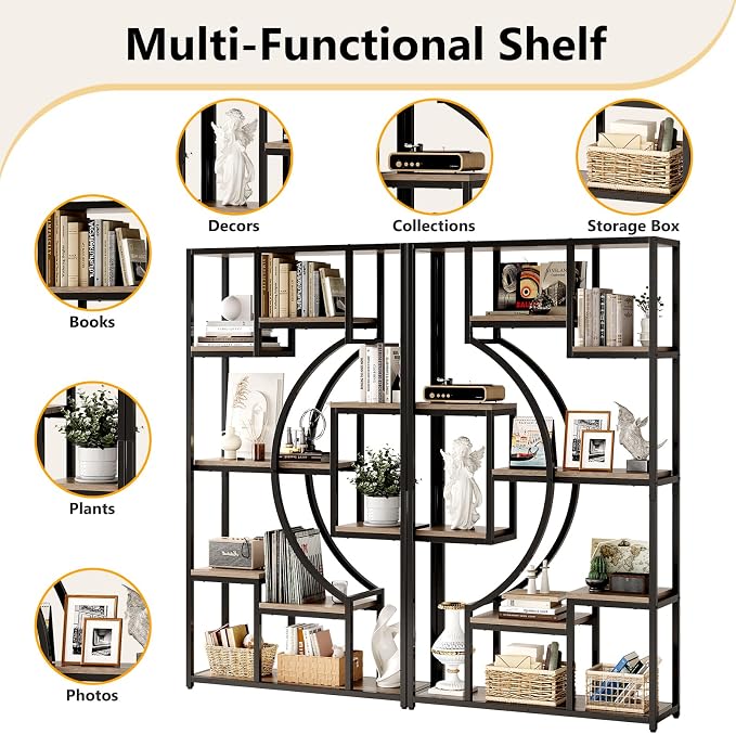 HolliWill 70.8" Tall Bookshelf Set of 2, Etagere Bookcase - Image 8