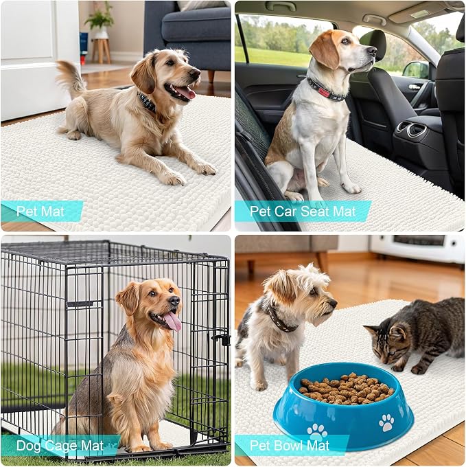 OLANLY Dog Door Mat for Muddy Paws 34x21, Super Absorbent Chenille Mud Mat | - Image 7