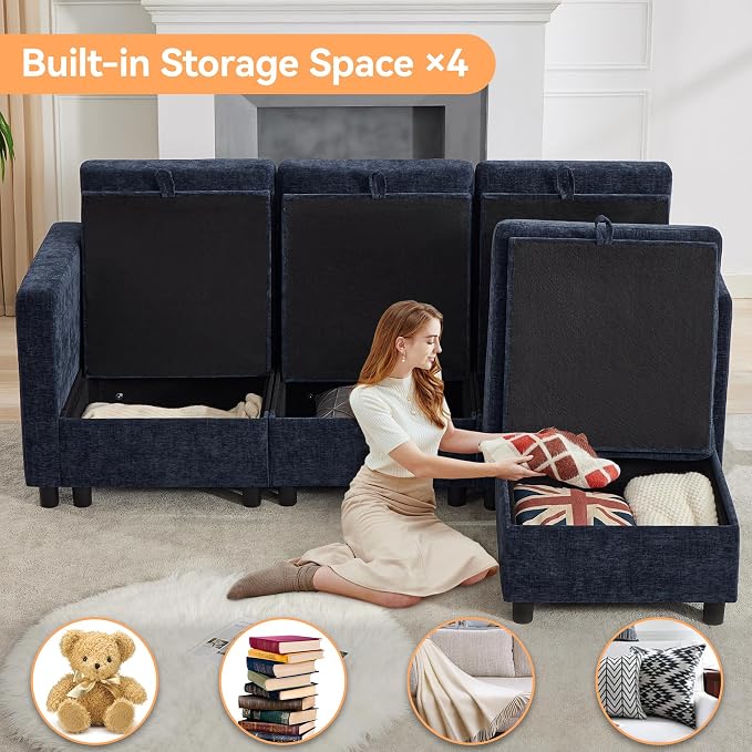 WUTUTUEE 83'' Modular Sectional Sofa Convertible L Shaped Couch Set - Image 4
