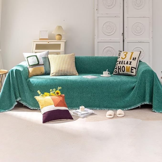 VClife Couch Cover for Dog, XXL Couch Cover for Sectionals, Boho Chic Teal Sofa by VCLIFE