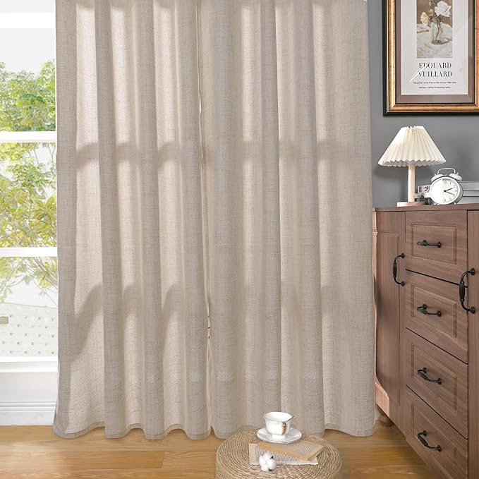 YoungsTex Natural Linen Curtains 72 Inch Long 2 Panels - Image 7