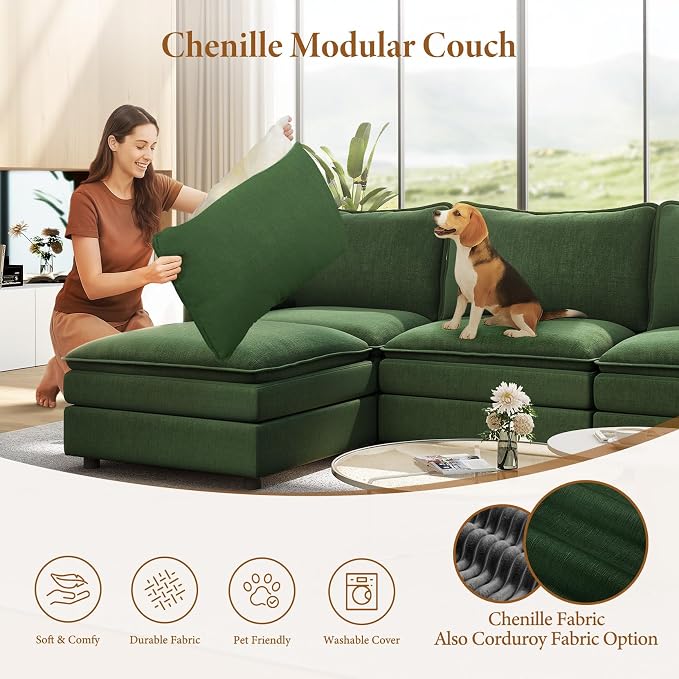 Vesgantti 108" Sectional Sleeper Sofa, 6-Seater Oversized Modular Cloud Couch - Image 6