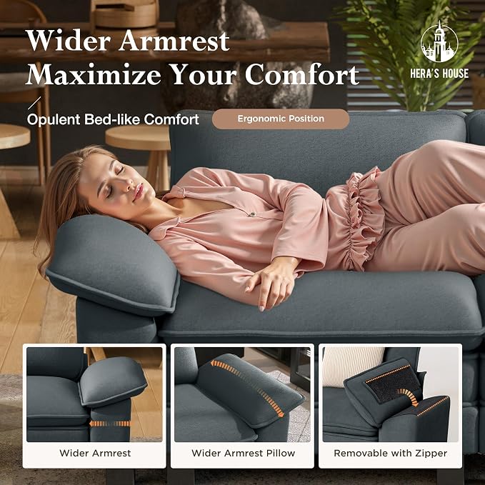 HERA'S HOUSE 124" Modular Sectional Sofa, Oversized U Shaped Couches - Image 4