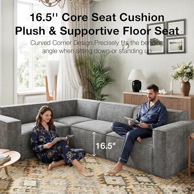 Novilla 142.5" Modular Sectional Sofa, No Assembly Cloud Sectional Couch - Image 13