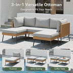 Aoxun 6 Piece Patio Furniture Set, 6 Seats Outdoor Sectional Sofas - Image 6