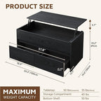 Coffee Table Lift Top with 2 Drawers, 40 Inch Multi-Function Coffee Table with - Image 2