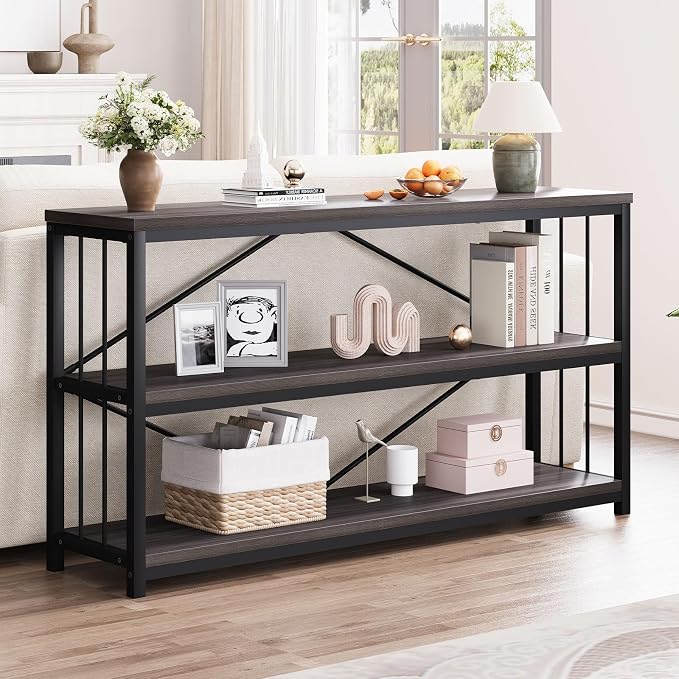 LVB Industrial Console Table, Metal and Wood Sofa Table, Rustic Entryway Table - Image 3