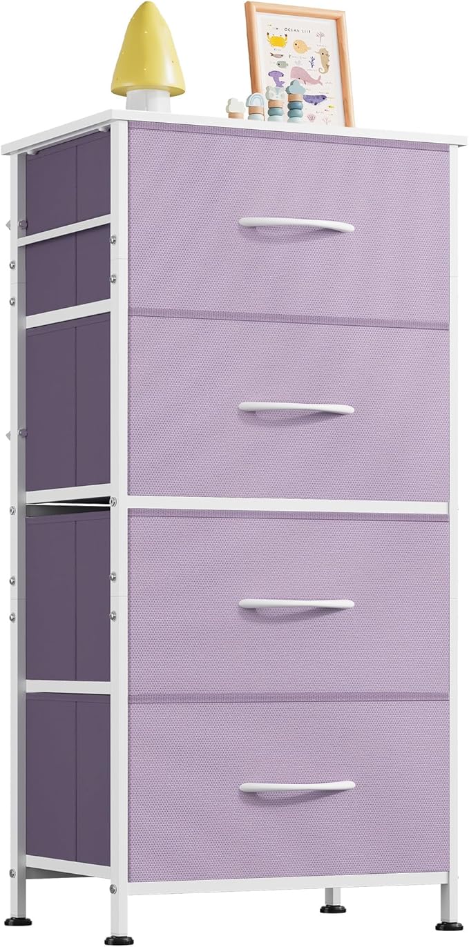 WLIVE Dresser with 4 Drawers, Storage Tower, Organizer Unit, Fabric Dresser by WLIVE