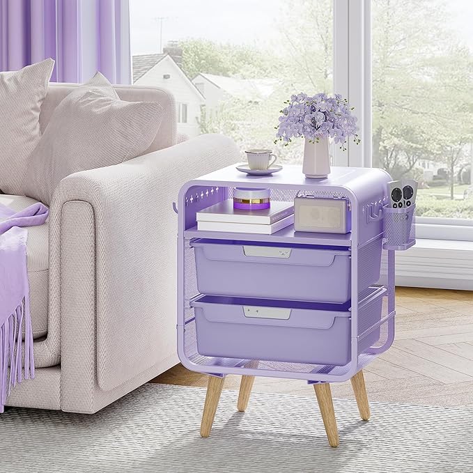 SYKIARIOL Kids Nightstand, Girls Bedside Table, Night Side Table, Kids Night - Image 4