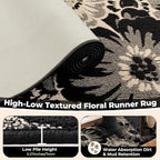 Findosom Hallway Runner Rug 2x8, Non Slip High-Low Textured Floral Washable - Image 4