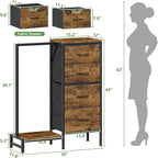HIGDBFE Dresser with Hanging Rack, 4 Drawers Small Closet - Image 3