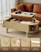 Oval Coffee Table with Storage, 47.2" Lift Top Coffee Table - Image 4
