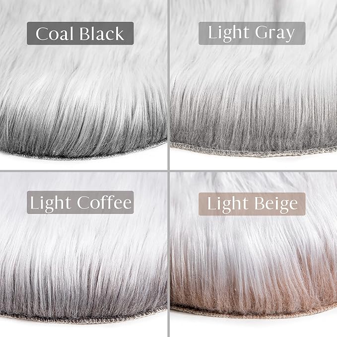 Ashler faux fur rug, Fluffy Shaggy Area Rug Ultra Soft 3 x 3 Feet Round Fur Rug - Image 5