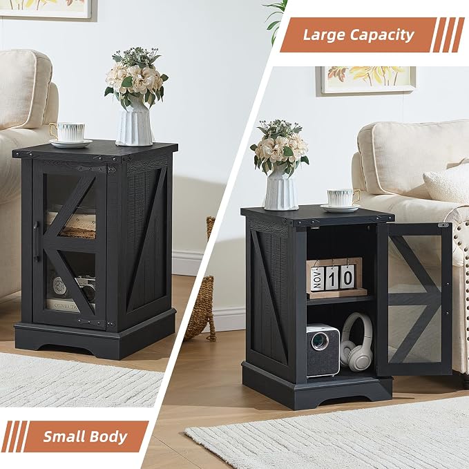 Joaxswe Narrow Night Stand Set 2, Farmhouse Side End Table - Image 9